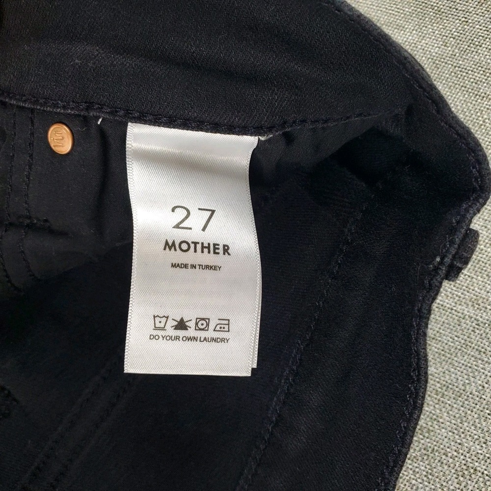 MOTHER Jeans 27 The Insider Crop Step Fray Black Zip Fly Denim No Guilty Wash - Picture 7 of 16